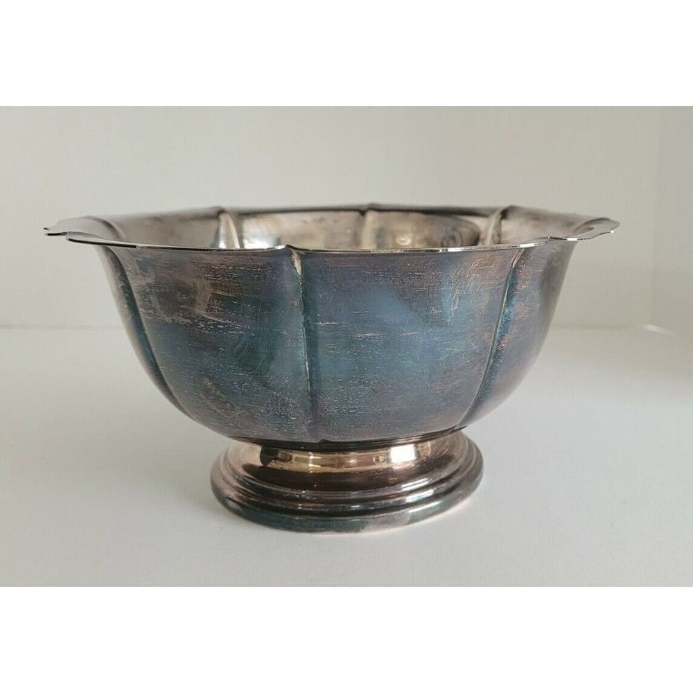 Vintage Kent Silversmiths Silverplate Footed Bowl, Beautiful Patina! 8" Diameter